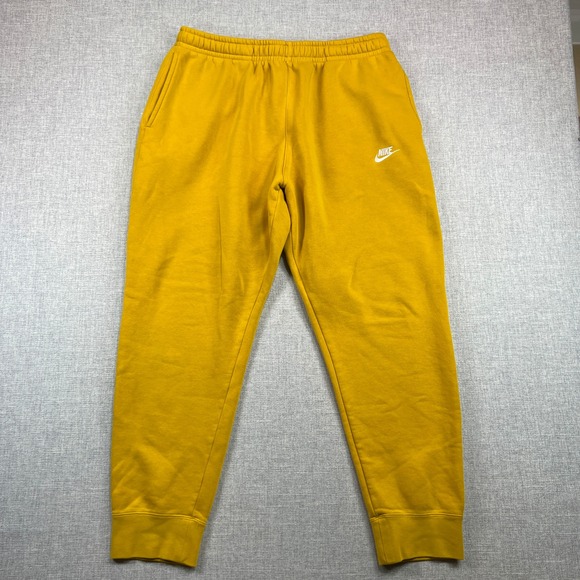 Nike Club Fleece Sportswear Jogger Sweatpants Men XL Yellow BV2671 Gym Lounge - Picture 1 of 9